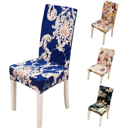 Floral Printing Chair Covers Spandex Stretch Elastic Chair Cover For Wedding Dining Room Office Seat Case Banquet House Decor