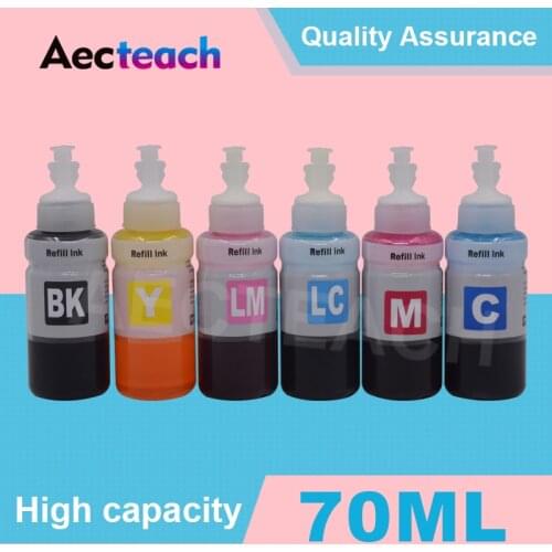 Aecteach Printer Dye Ink 70ml Bottle 6 Color T6731 T6732 T6733 T6734 T6735 T6736 For Epson L800 L805 L810 L850 L1800 Cartridges