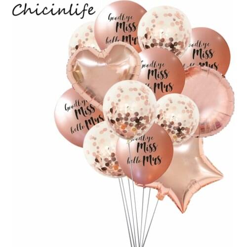 Chicinlife Goodbye Miss Hello Mrs Latex Balloons Bachelorette hen Party Decor goodbye miss Party Supplies Wedding Decoration
