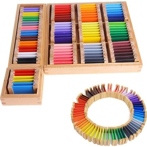 Montessori Sensory Color Card Wood Box Preschool Children Kids Educational Toy