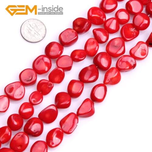 Smooth Potato Freefrom Red Coral Beads Dyed Color For Jewelry Making Strand 15 inches For Bracelet Necklace Wholesale