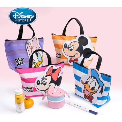 Disney Mickey Mouse Donald Duck Canvas Bag Shoulder Outdoor Storage Bag Women Lunchbox Picnic Supplies Insulated Cooler Bags