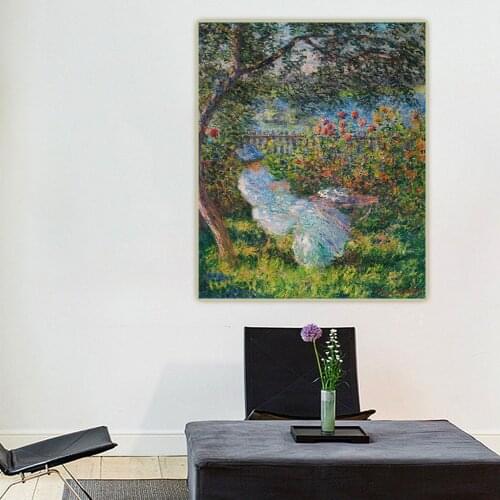 Canvas Oil Painting Claude Monet"Alice Hoschede In The Garden"Wall Aesthetic Western Art Decor Poster Home Room Decoration