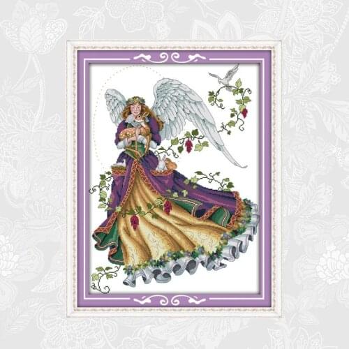 Joy Sunday Angel Painting Pattern Counted Printed on Canvas DMC 11CT 14CT Chinese Embroidery Cross Stitch kit Needlework Set