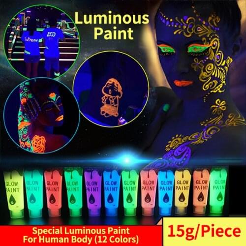 12 Color Facial Painting Luminous Makeup Fluorescent Body Paint Pigments Face Body Art Painting Cream Tools for Home Party Bars