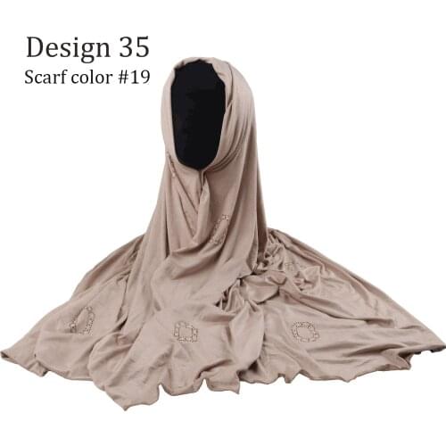 Colorful Lines Design 35 Rhinestone CottonJersey Hijab scarf shawl Good Stitch Beautiful Lines for Fashion Muslim women