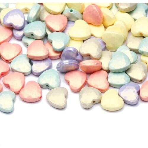 Colorful Mixed 11mm Heart-Shaped Acrylic Spacer Beads For Jewelry Making Handmade Diy Charm Necklace Bracelet Accessories