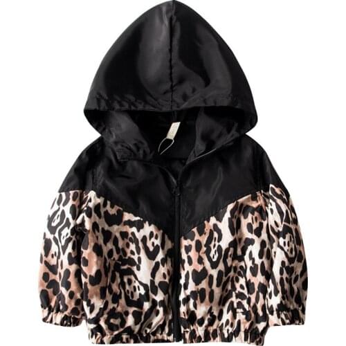 Spring Autumn Children Jacket 2020 New Boys Outerwear Coat Leopard Hooded Kids Jacket DT166