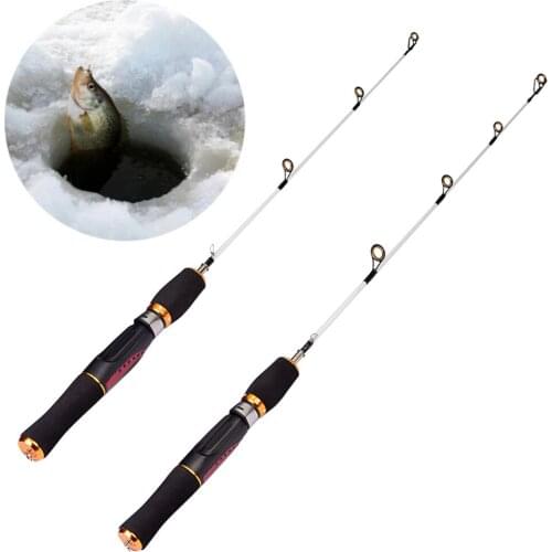 Hot 62.5CM Mini Telescopic Ice Fishing Rod Portable FRP River Shrimp Carp Fishing Pole Winter Fishing Rod Tackle Pesca