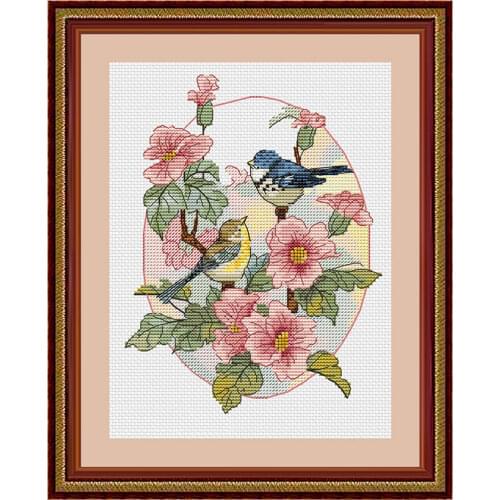 Fishxx Cross Stitch Kit Precision Printing C1521 Spring Flower Tree Bird Hand Sewing Embroidery Hanging Painting