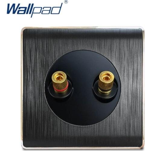 Wallpad 2 Audio Wall Socket Electric Outlet Black PC Brushed Panel For Home