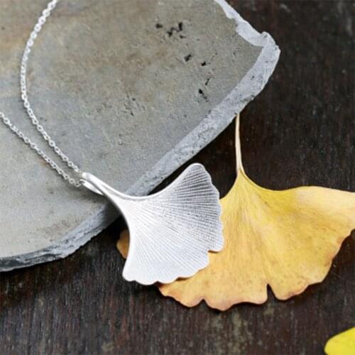 New Design Silver Plating handmade Jewelry Quality Ginkgo Biloba Leaf Pendant Necklace Jewelry Choker Collars For Women