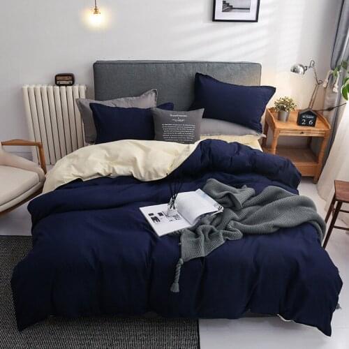 Solid Adult Bedding Sets Polyester Bed Cover Duvet Cover Flat Sheet Pillowcases 4 pcs Twin Full Queen King Size Bedclothes