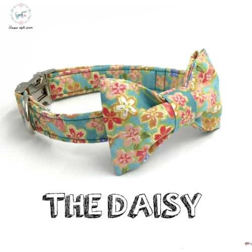 Dog Or Cat Collar And Leash Set With Bow Tie Personal Custom Pet Designer Product Dog &Cat Necklace Xs-Xl Soft Breeze