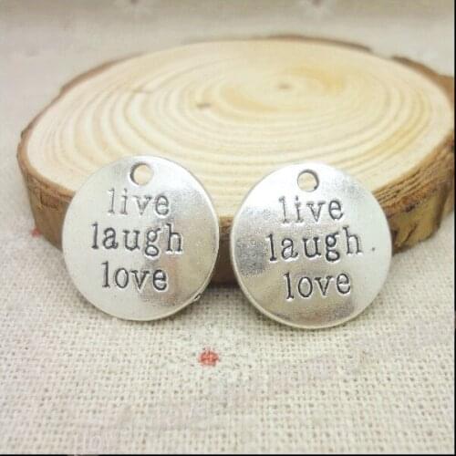 Charms Ancient silver color live laugh love pendant zinc alloy Fit necklace bracelet Metal DIY jewelry