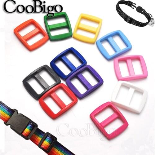 50pcs Plastic Colorful 5/8"(16mm) Slider Tri Glide Adjust Buckles For Dog Collar Backpack Straps Bag Belt Webbing Accessories