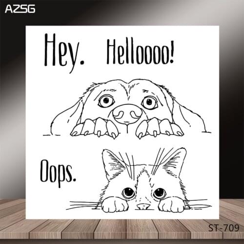 AZSG Cartoon style cute peeking dog cat Clear Stamps/Seal For DIY Scrapbooking/Card Making/Album Decorative Rubber Stamp Crafts