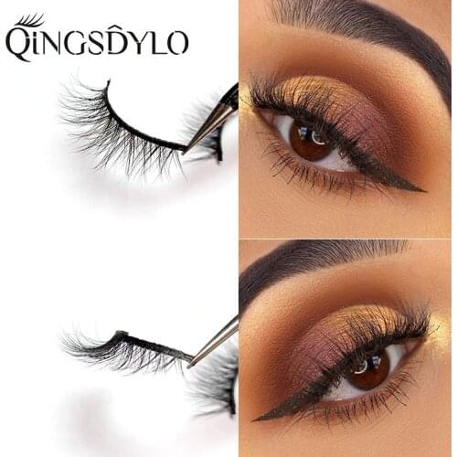3D Mink False Eyelashes Siberian Mink Fur Qingsdylo Natural Long Thick Hand-made Reusable Eyelashes for Women Cruelty Free
