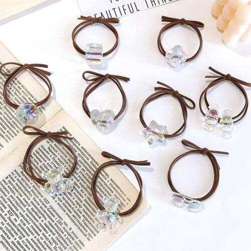 Scrunchies Brown Hair Bands Hair Tie acrylic beads large Elastic Ponytail Holder For Women Girl Thick Hair Accessories