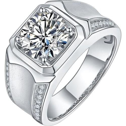 Y&L Luxury 925 Sterling Silver 1ct 2 ct 3ct D Color Moissanite Rings Men Modern Ring For Anniversary Fathers Day gift