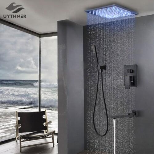 Bathroom Faucet Black Bronze Rain Shower Bath Faucet Ceiling Mounted Bathtub Shower Mixer Tap Bathroom Shower Faucet Shower Set