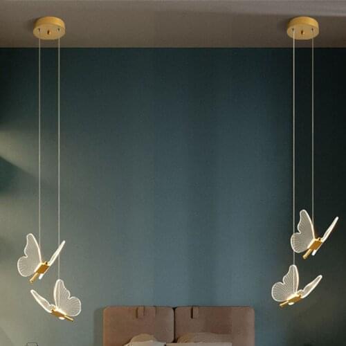 Thrisdar Modern LED Pendant Lights Nordic Butterfly Hanging Light Suspension Butterfly Dining Room Bar Bedside Pendant Lamps