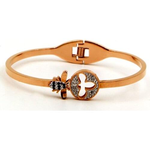 Temperament full diamond Bee pendant rose gold bracelet cool Super Flash mud diamond bracelet