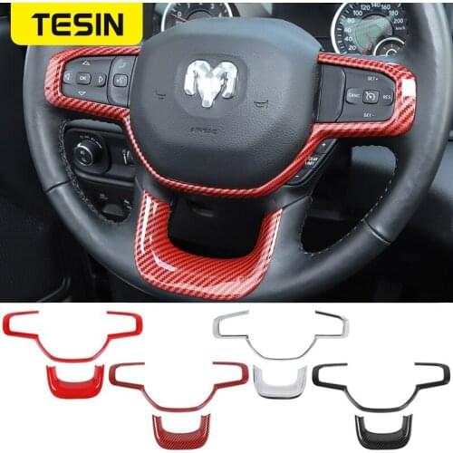 TESIN Interior Accessories For Dodge RAM 1500 Car Steering Wheel Decoration Cover Stickers For Dodge RAM 1500 2019 2020 2021