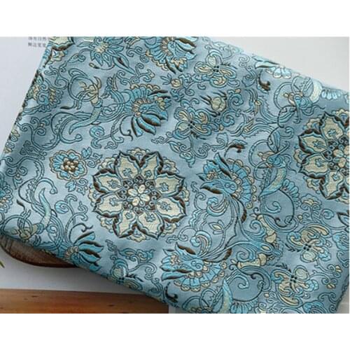 Blue flower Brocade Fabric Damask Jacquard Apparel Costume Upholstery Furnishing Curtain Material cushion fabric 75cm*50cm