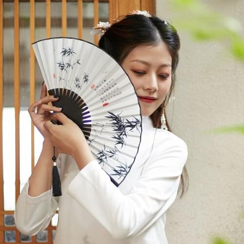 Folding Fan Chinese Style Ancient Pattern Fan Chinese Wind Portable Hand Fan Female Home Decoration Ornaments Art Gift Summer