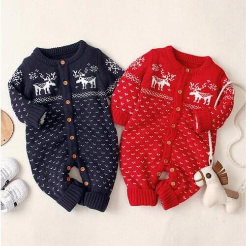 Spring Toddler Romper Infantil Jumpsuit 6M-24M Newborn Baby Boy Girl Romper Autumn Winter Christmas Knitted Newborn Baby Clothes
