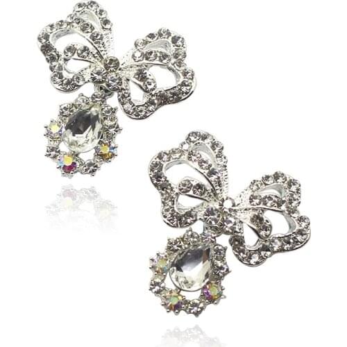 YWXINXI 2Pcs alloy silver bottom 35*32MM butterfly drop pendant accessories, DIY hair accessories headwear decoration