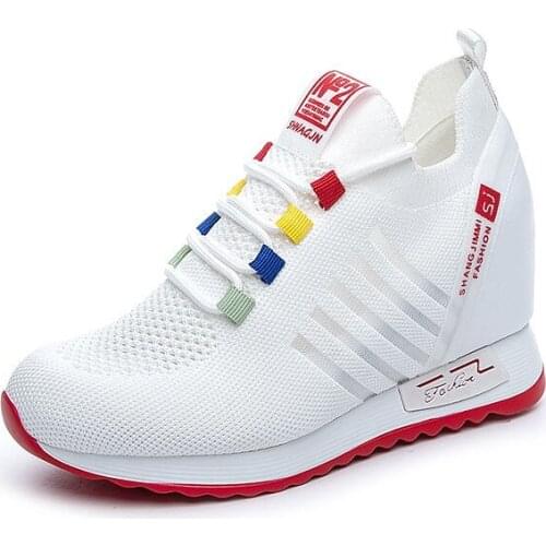 Summer Mesh Breathable Women Wedges Shoes Inner Increase Womens Wedges Platform Casual Shoes Lace Up Ladies Flat Shoes