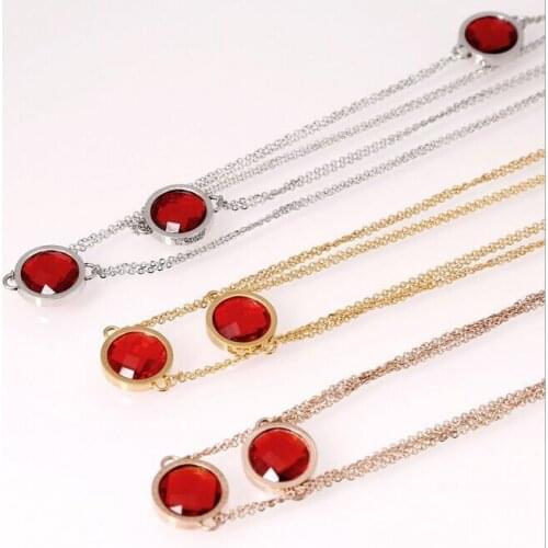 Fashion Necklace for women 316L Stainless Steel Red Cats eye Charm Necklaces for wedding