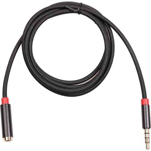 1pc 3.5mm TRRS 4 Poles Jack Male To Female Nylon Braided Audio Extension Cable