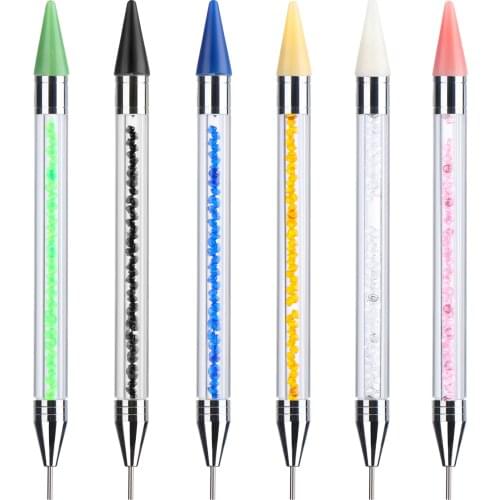 1PC Dual Ended 5D Diamond Painting Drill Pen Acrylic Metal Dotting Wax Pen Crystal Rhinestones Gem Picker DIY Point Drill Tools