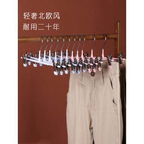 10pcs/lot 30.5cm Household Plastic Pants Hangers with Clips Multifunctional Trousers Rack Clothes Hanger for Dress Skirts