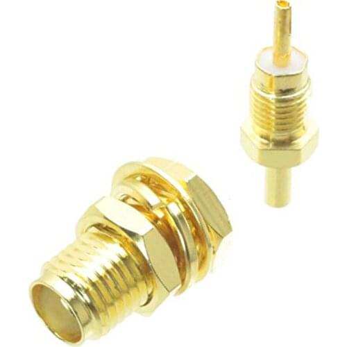 10Pcs RF Electrical Wire Coaxial Cable Terminal Copper Alloy Connector SMA Female Jack Bulkhead Nut Solder for 1.13mm Cable