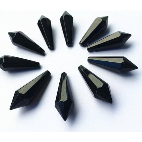 120pcs/lot 37mm Factory Price Black Crystal glass icicles pendants for chandeliers,Crystal suancatcher hanging Prisms+free rings