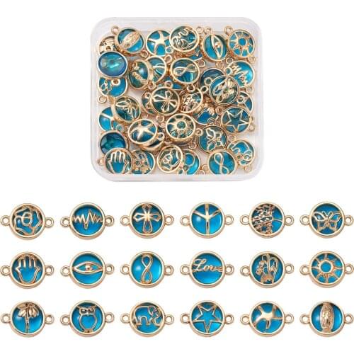 36pcs Glass Charms Bracelet Jewelry Connector Light Gold Plated Alloy Crystal Elephant Owl Butterfly Love Links For DIY Handmade