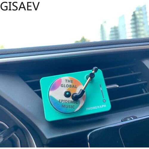 Car Air Freshener Colorful Record Player Perfume Clip Vinyl Spin Phonograph Air Vent Outlet Aromatherapy Clip Car Oil Diffuser