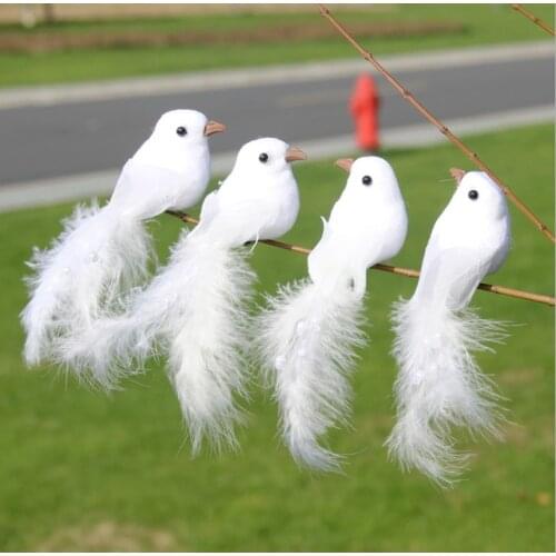 Decorative Fake Doves White Artificial Feather Pigeon Wedding Ornament Home Craft Table Decor Bird Toy Wedding Decor Home