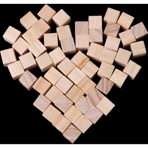 10/20/25mm Wooden Square Blocks Mini Cubes Embellishment for Woodwork Craft DIY