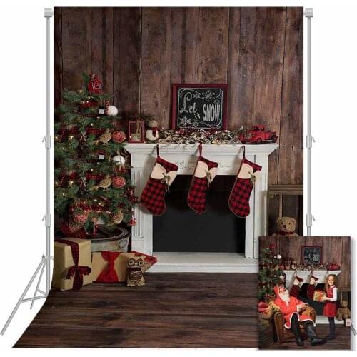 Christmas fireplace photo background Christmas tree rustic wood floor background for photo studio Merry Christmas new year prop