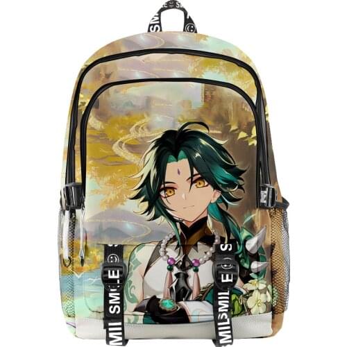 Genshin Impact Xiao 3D Primary And Middle School Students Backpack School Bag Oxford School Bag Teenager Boys Girls Laptop Bag