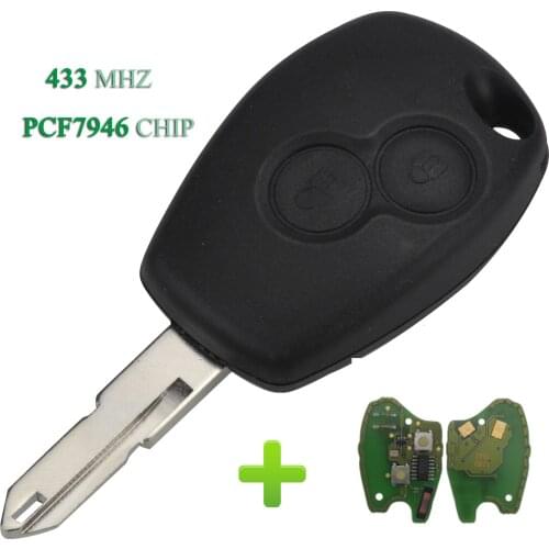 Bilchave 2 Button 433Mhz PCF7946 Chip Transponder Remote Car Key Fob For Renault Vivaro Movano Traffic Master With Ne72 Blade