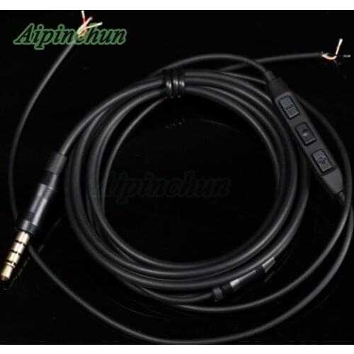 Aipinchun TPE Headphone Repair Cable DIY Headset Replacement Wire with Mic Volume Controller About 1.5 meters Black