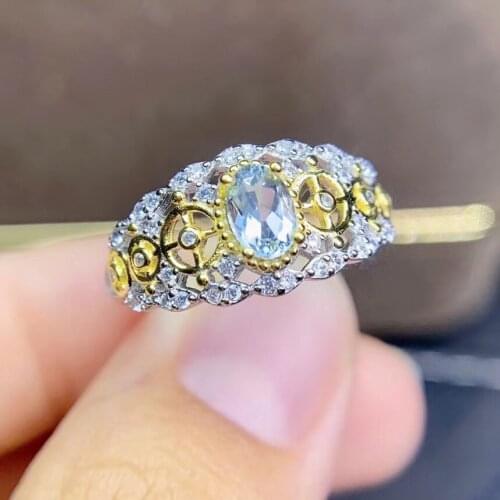 Anniversary Best Gift Aquamarine Ring 925 sterling silver Ring Natural And Real Aquamarine Ring Fine jewelry