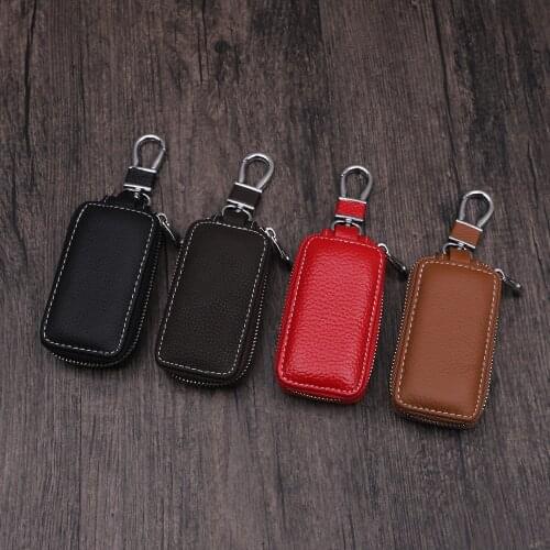 Leather Car Key Wallets Men Key Holder Housekeeper Keys Organizer Women Keychain Covers Zipper Key Case Bag Pouch Purse