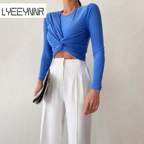 Женские укороченные футболки LYEEYNNR China At AliExpress